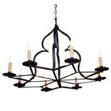 8 LIGHT WROUGHT IRON "STAR" CHANDELIER Vintage 8 LIGHT WROUGHT IRON "STAR" CHANDELIER